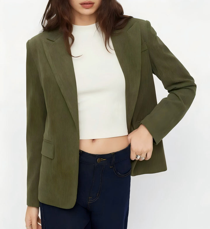 Women's cord blazer with a slim silhouette, narrow lapels, and patch pockets Drune