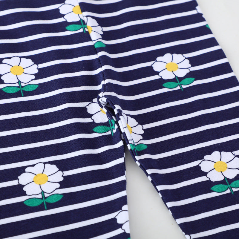 Girls leggings with floral and striped design Mune Fashion