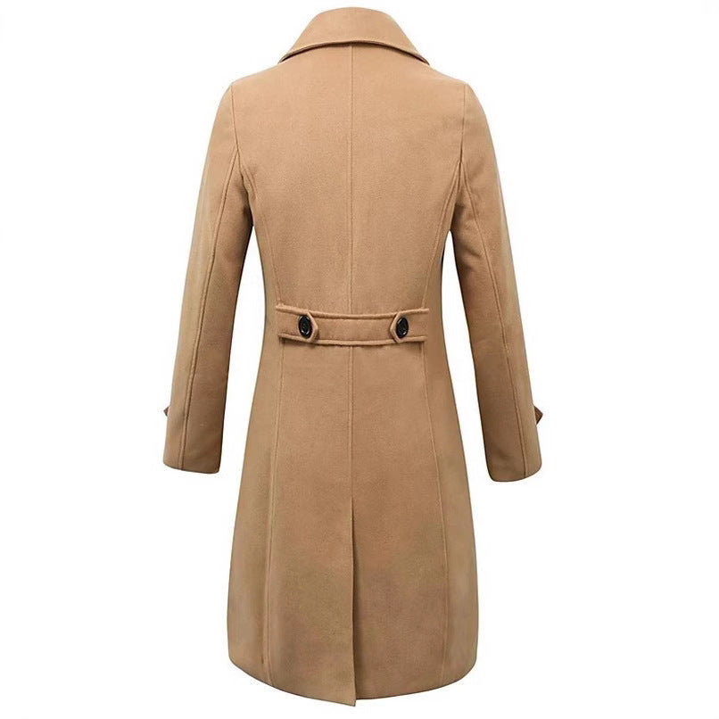 Men's elegant double-breasted wool coat with wide lapels and tailored business cut Mune Fashion