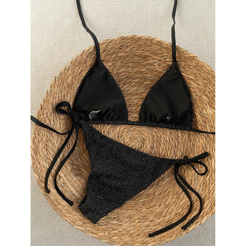 Women Triangle Bikini with trendy mesh structure and adjustable ties Mune Fashion