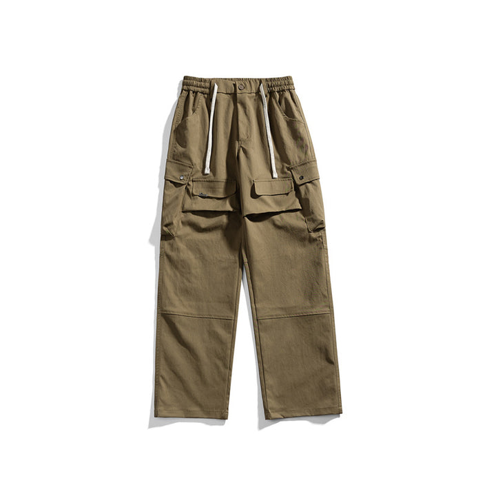 Herren Breit geschnittene Cargo-Hose mit elastischem Bund, Klappentaschen und Kniepaneelen Mune Fashion