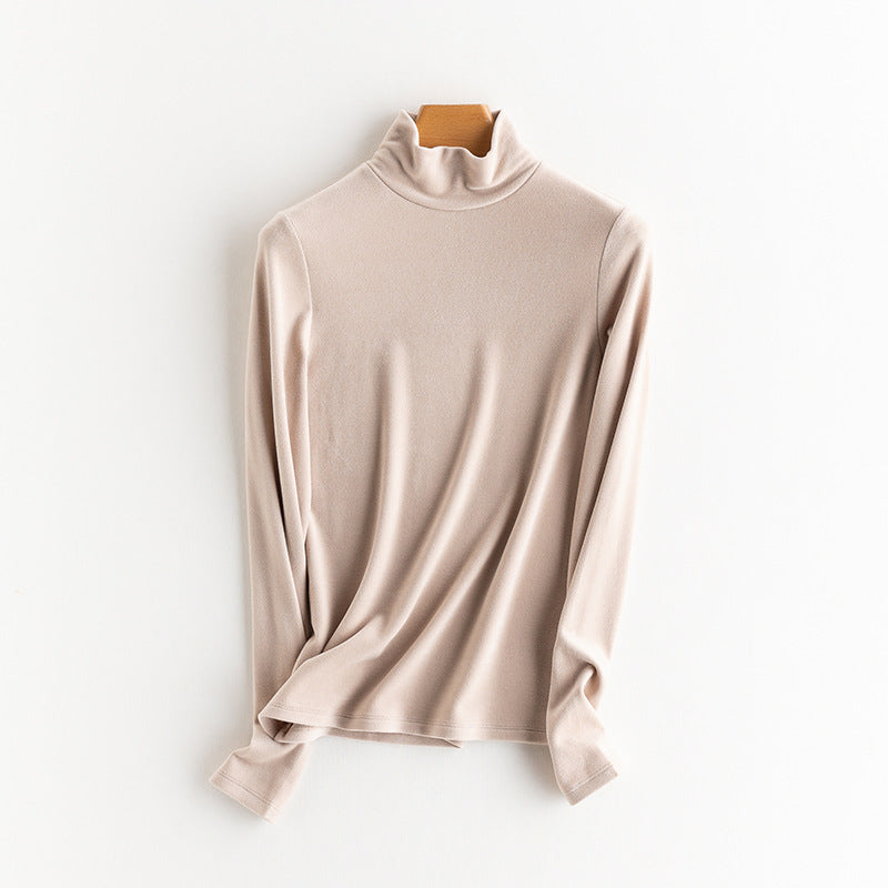 Ladies Fine Long Sleeve Shirt with Stand-up Collar made of Stretch Jersey, Body-hugging Silhouette Mune Fashion