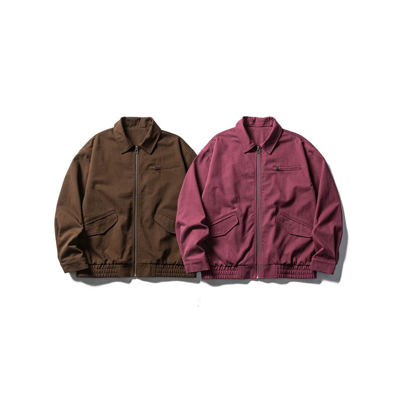 Men's Oversized Work Jacket with Full Zip, Chest Zip and Elastic Hem Band Mune Fashion