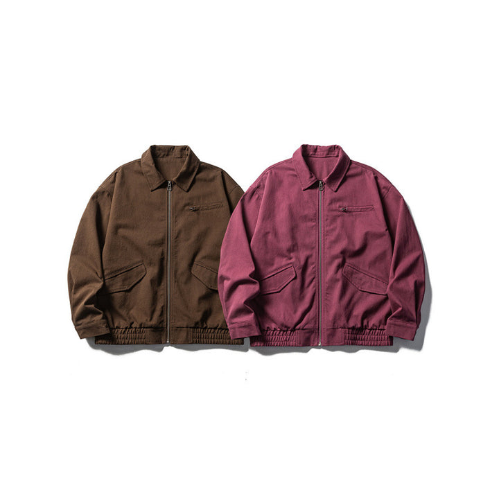 Men's Oversized Work Jacket with Full Zip, Chest Zip and Elastic Hem Band Mune Fashion