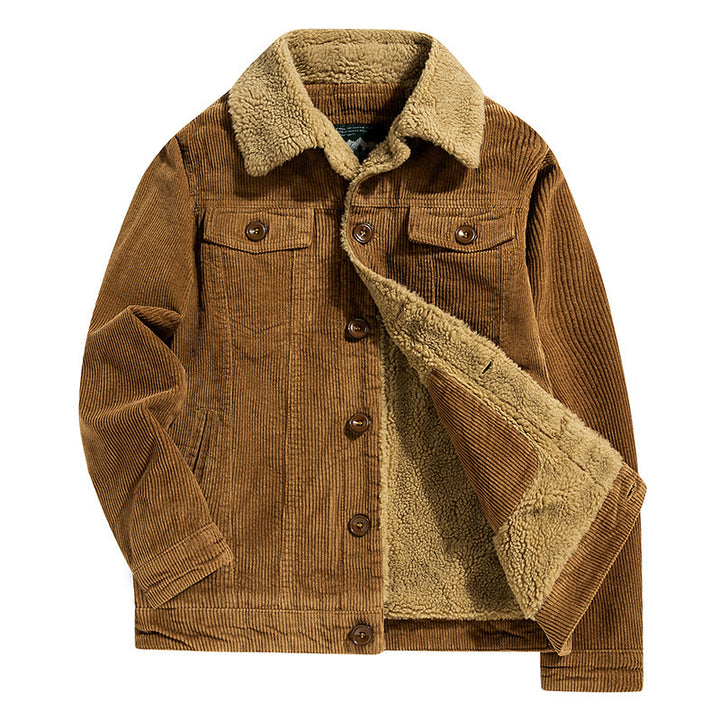 Men's fine cord trucker jacket with cozy Sherpa lining and chest pockets Mune Fashion