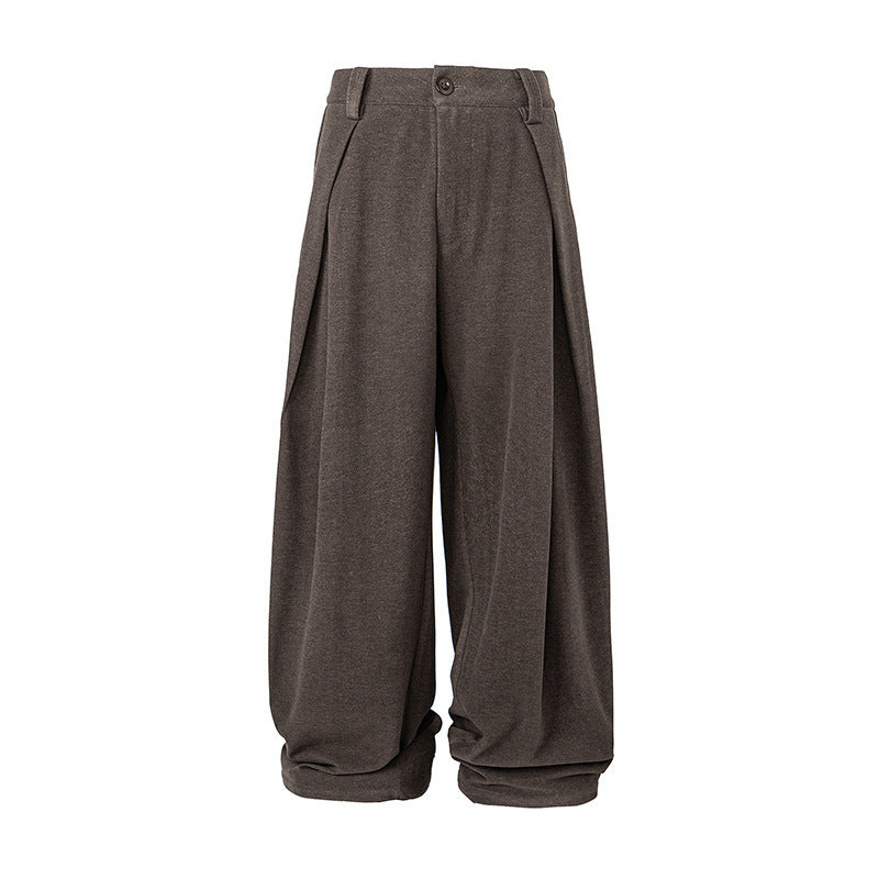 Women's Wide Palazzo Pants with High Waist, Pleats and Turned Hem Mune Fashion