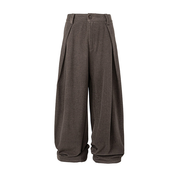 Women's Wide Palazzo Pants with High Waist, Pleats and Turned Hem Mune Fashion