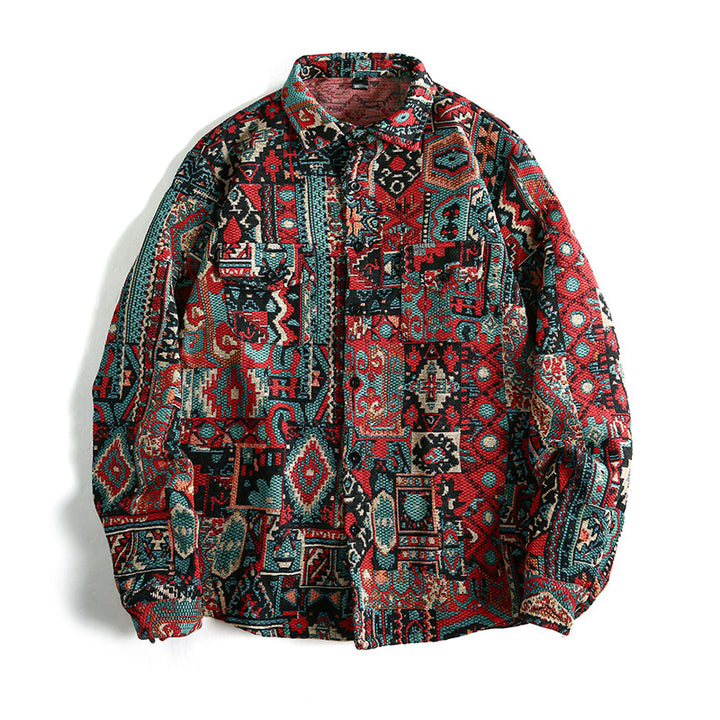 Men's Patterned Overshirt Jacket in Patchwork Jacquard Mune Fashion