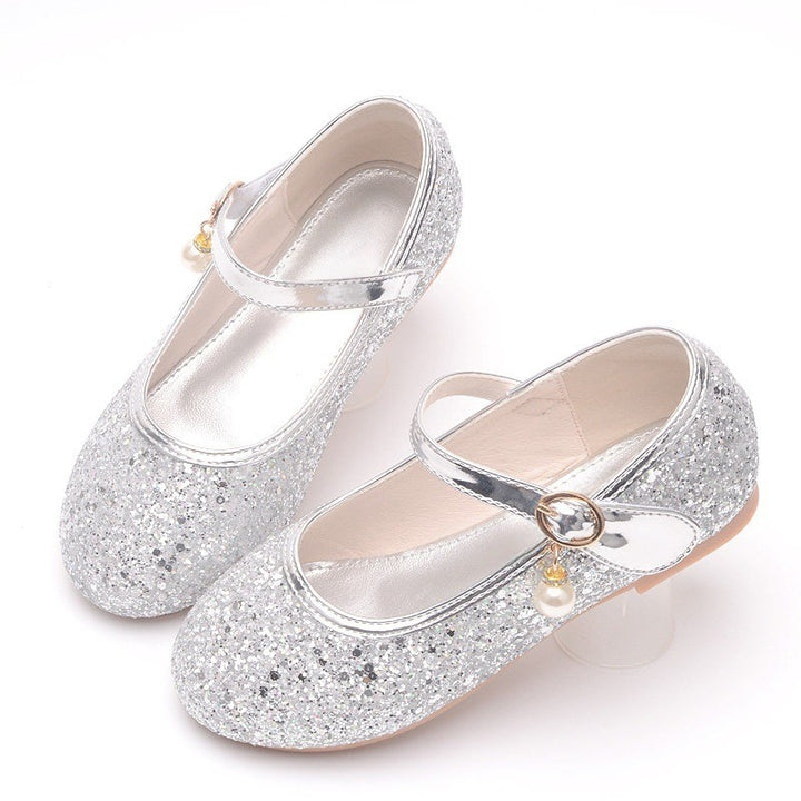 Girls Glitter Ballerinas with Strap and Pearl Application Mune Fashion