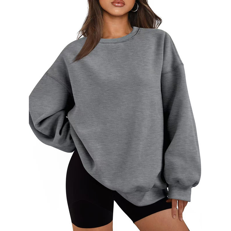 Women's oversized crew neck sweatshirt with dropped shoulder, soft fleece lining, and ribbed cuffs Mune Fashion