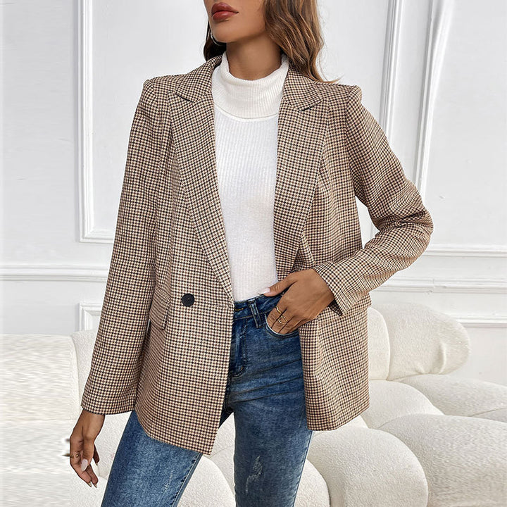 Women Checked Blazer in Elegant Cut Mune Fashion