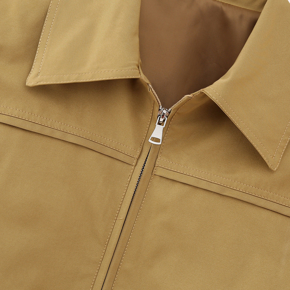 Women's cropped bomber jacket with wide shirt collar and concealed zipper Mune Fashion