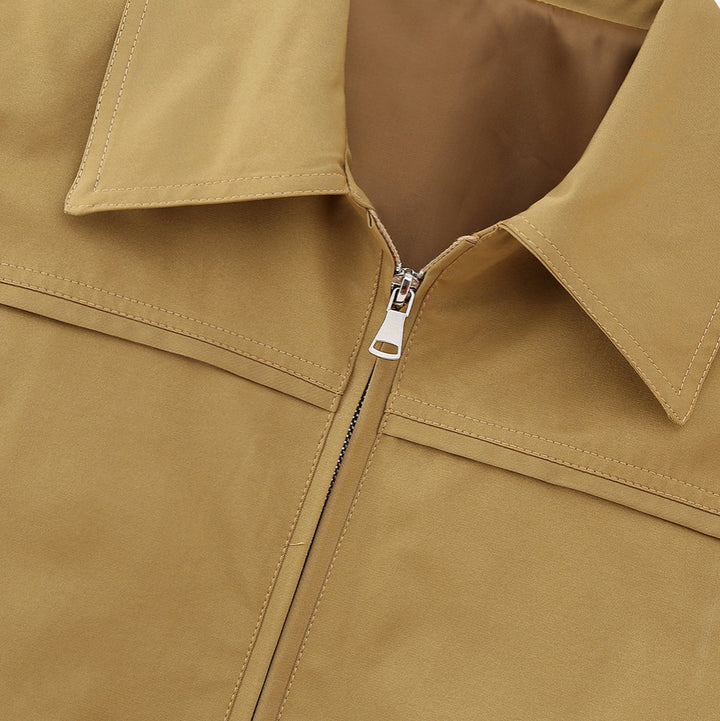 Women's cropped bomber jacket with wide shirt collar and concealed zipper Mune Fashion