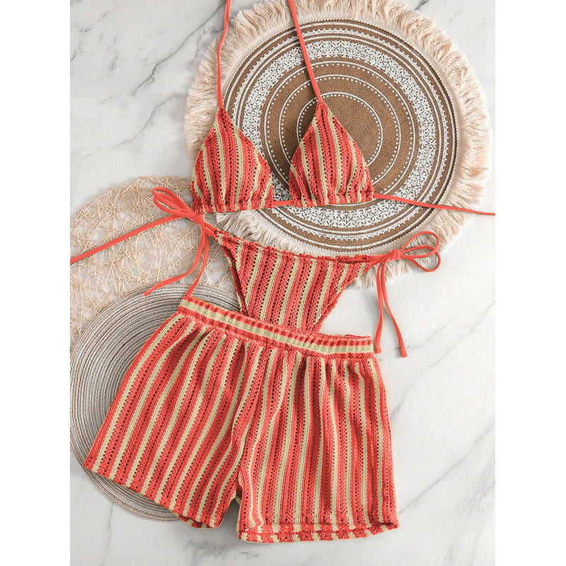Ladies Two-Piece Leisure Swim Outfit with Adjustable Top and Elastic Shorts Mune Fashion
