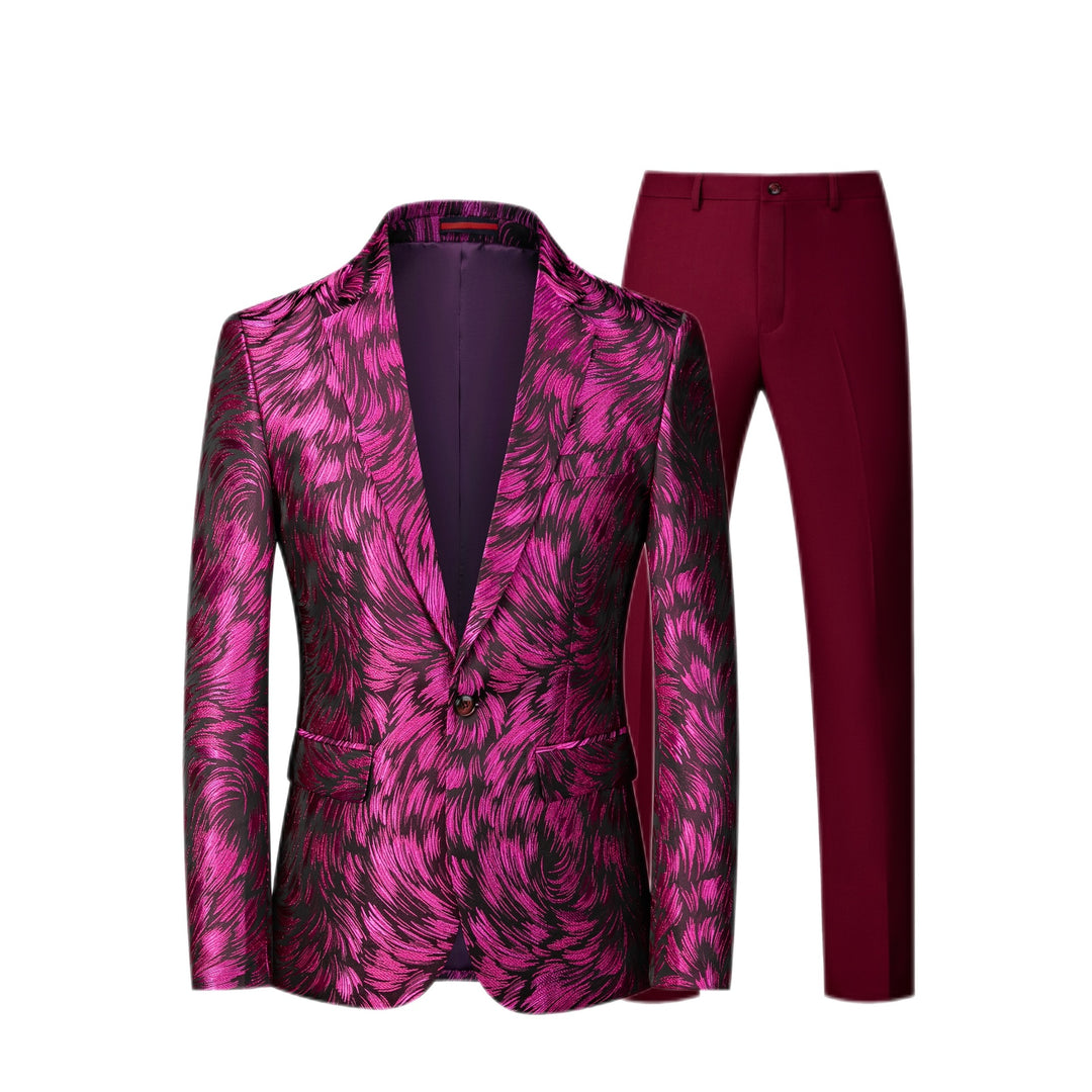Men's Jacquard Blazer with Slim-Fit Suit Pants Mune Fashion