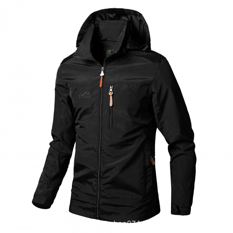 Men's lightweight water-repellent softshell jacket with hood and safety zipper Mune Fashion