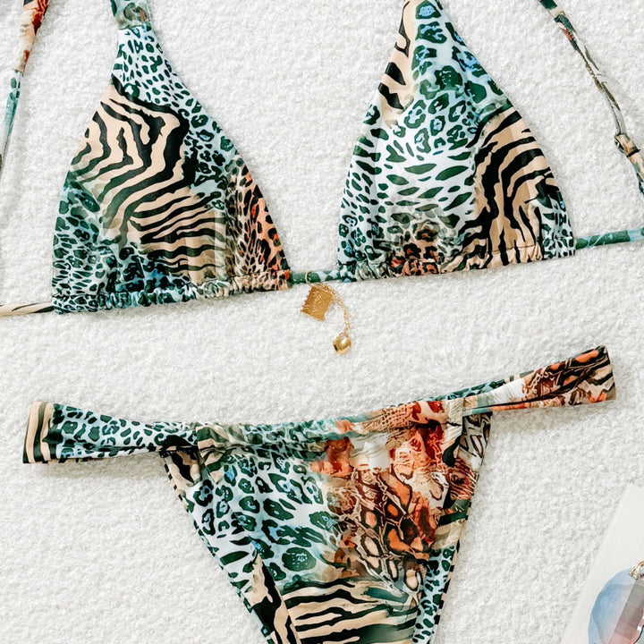 Women's triangle bikini with floral leopard pattern Mune Fashion