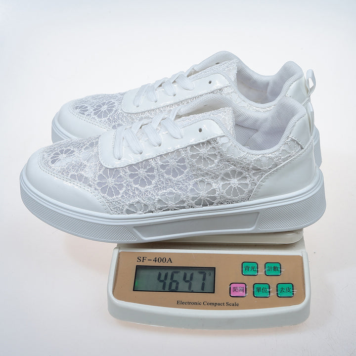 Women delicate lace platform sneakers with floral crochet pattern Mune Fashion