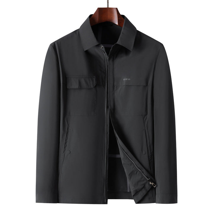 Men's Lightweight Water-Repellent Zip Transitional Jacket with Shirt Collar and Chest Pockets Mune Fashion