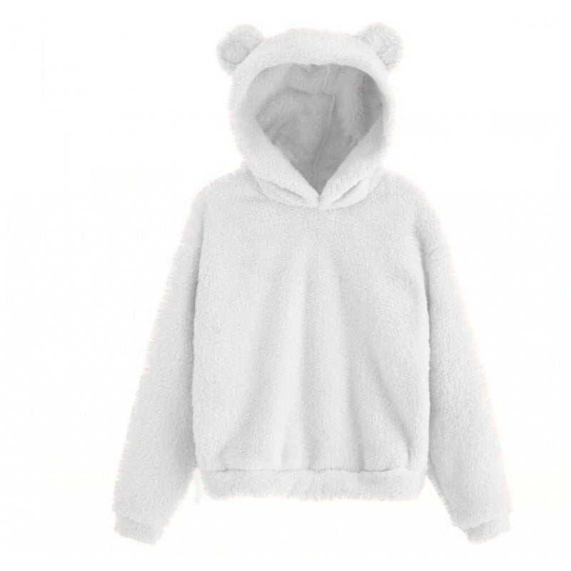 Women's Cozy Teddy Fleece Hoodie with Bear Ears and Oversized Fit Mune Fashion