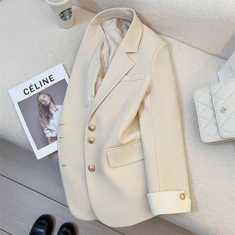 Women Elegant Blazer with Golden Buttons Mune Fashion