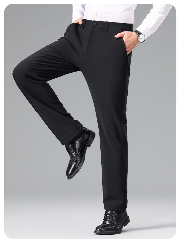 Men's Slim Business Stretch Pants with Crease and Comfort Waistband Mune Fashion