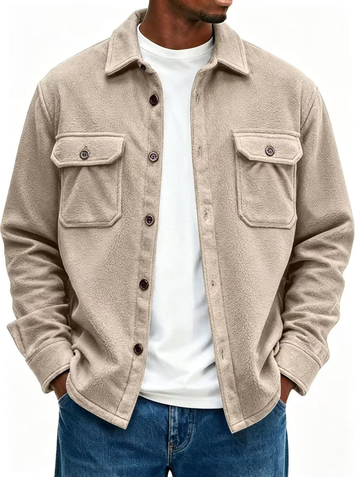 Men's fleece overshirt with chest pockets and shirt collar Mune Fashion