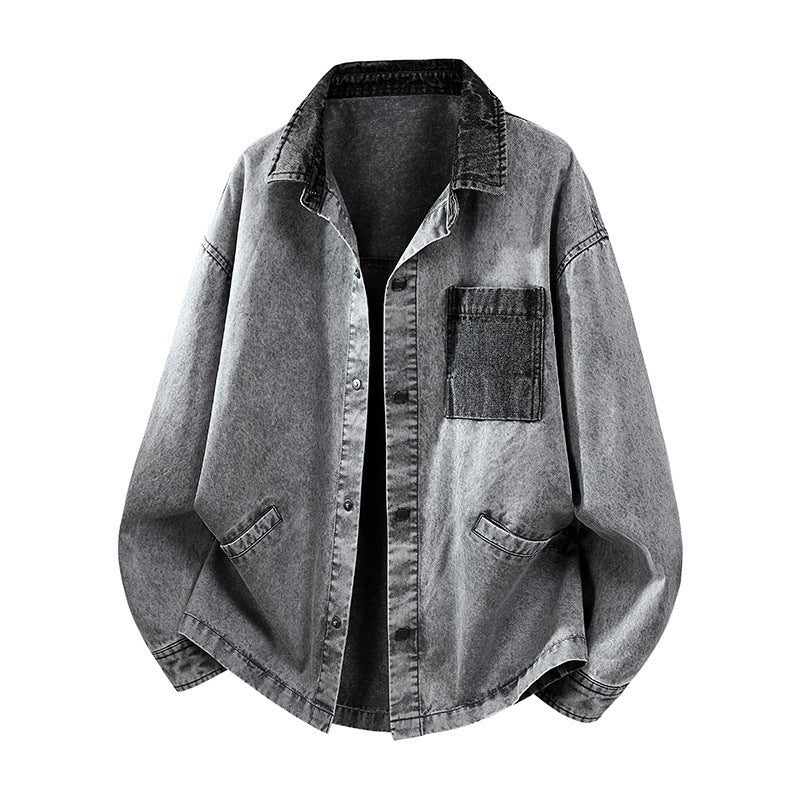 Men's loose-fitting denim shirt jacket with boxy shape and side pockets Mune Fashion