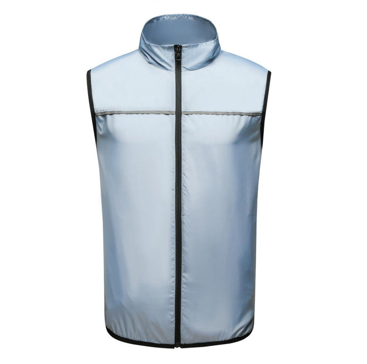 Unisex nan ultra-light windproof running vest with stand-up collar and reflective piping Mune Fashion