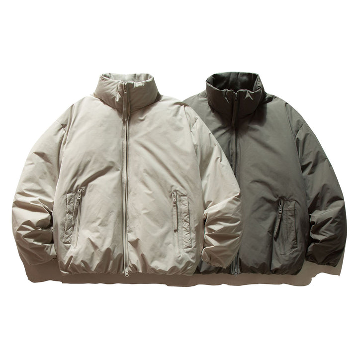 Unisex Short Cut Boxy Insulation Jacket with High Stand Collar and Zipper Pockets Mune Fashion