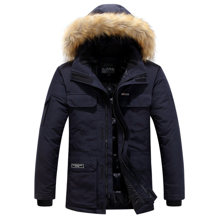 Men's winter parka with hood, faux fur trim and multifunctional outer pockets Mune Fashion