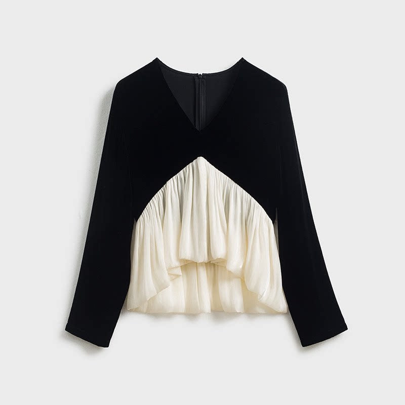 Ladies Elegant Blouse with Draping Mune Fashion