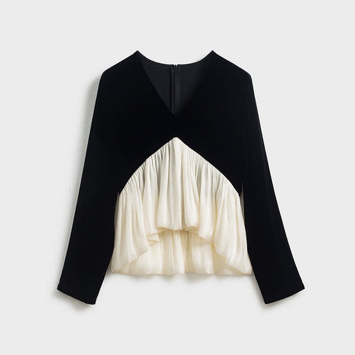 Ladies Elegant Blouse with Draping Mune Fashion