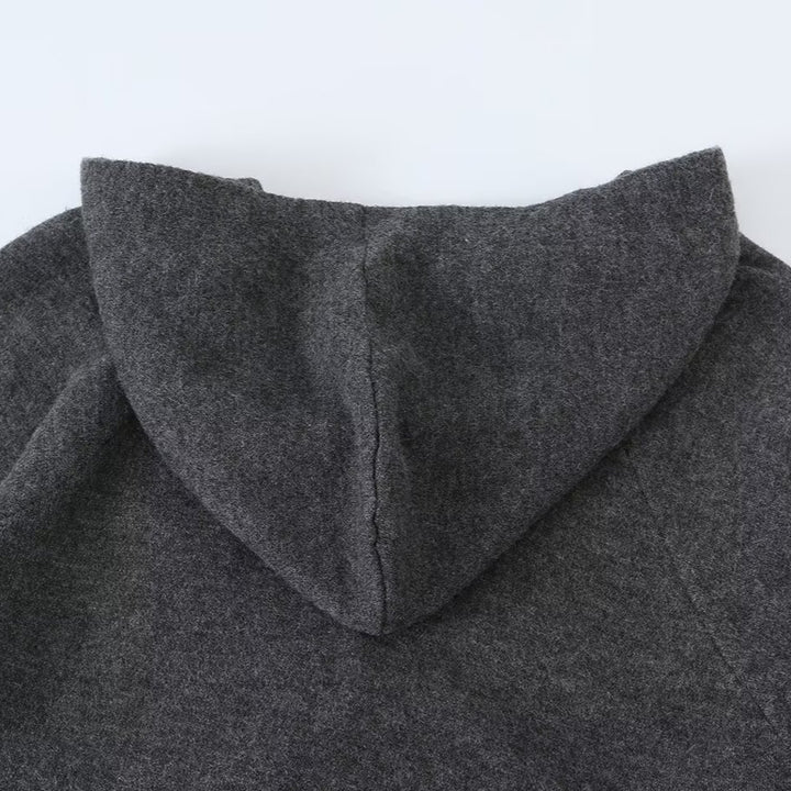 Women Long Hooded Cardigan with Full Button Placket and Ribbed Cuffs Mune Fashion
