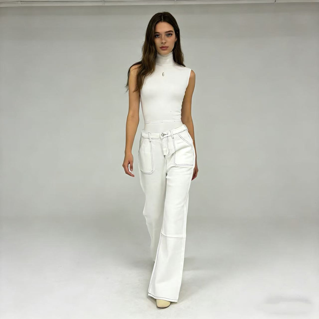 Women high-waisted Relaxed jeans with straight leg and patch front pockets Mune Fashion