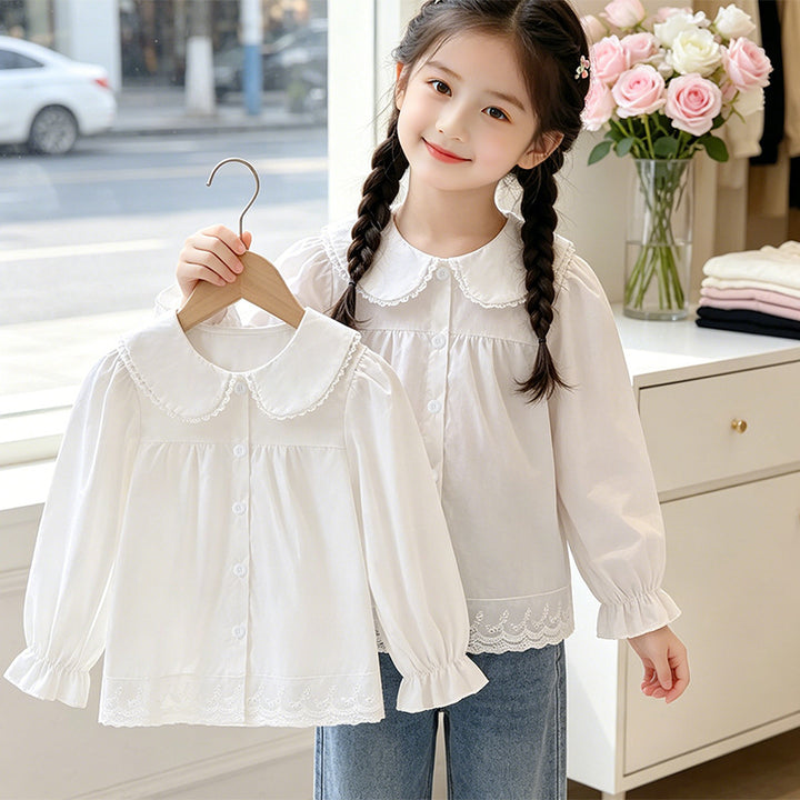 Girl elegant blouse with ruffled collar Mune Fashion
