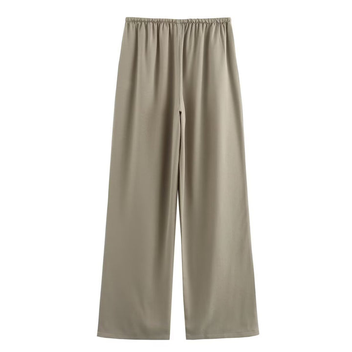 Women's wide lounge pants with elastic drawstring waistband and side pockets Mune Fashion