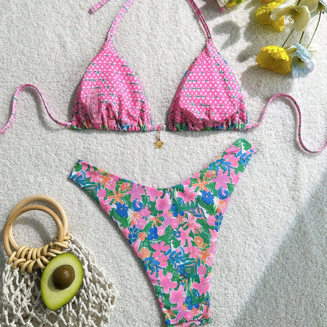 Women's Triangle Bikini with Floral Design Mune Fashion