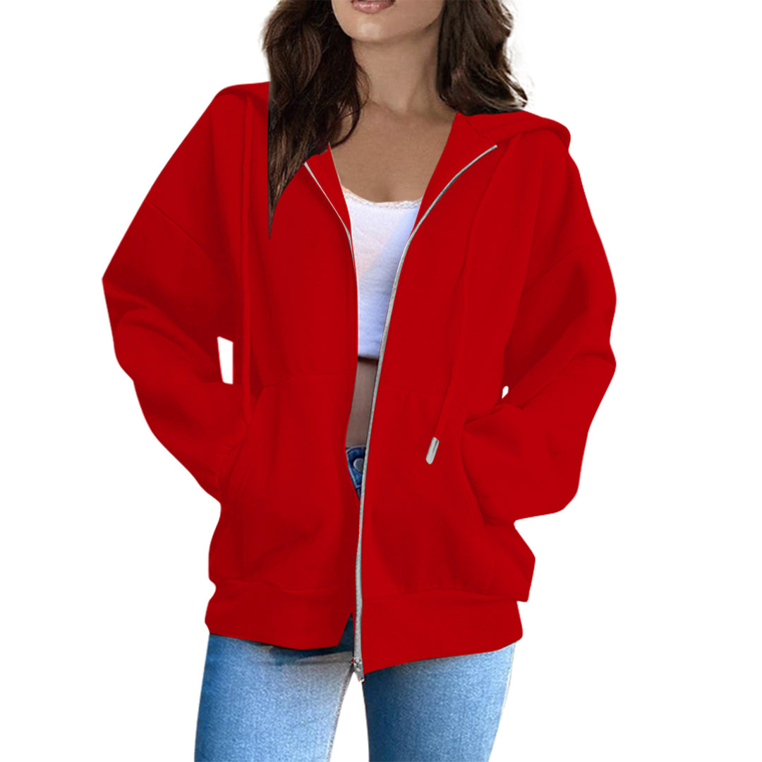 Women's casual hoodie jacket with continuous zipper, kangaroo pockets, and voluminous raglan sleeves Mune Fashion