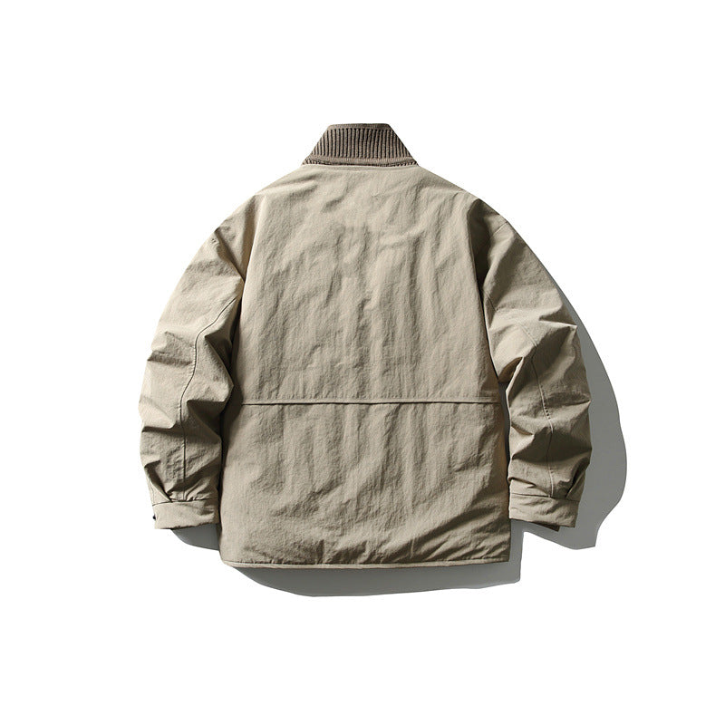 Men's Oversized Padded Leisure Jacket with Ribbed Collar and Snap Button Placket Mune Fashion