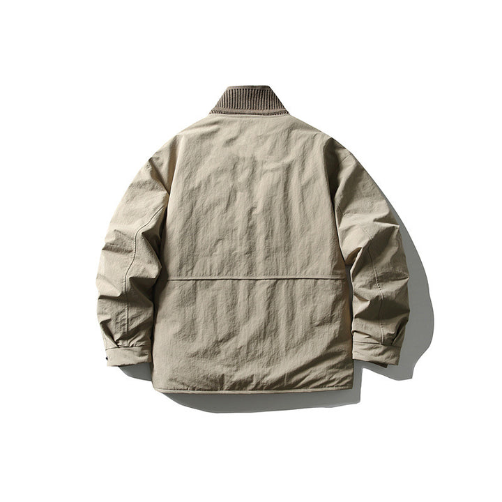 Men's Oversized Padded Leisure Jacket with Ribbed Collar and Snap Button Placket Mune Fashion