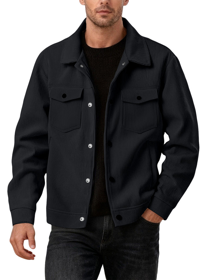 Men's cord jacket in the classic work jacket style with snap buttons and chest pockets Mune Fashion