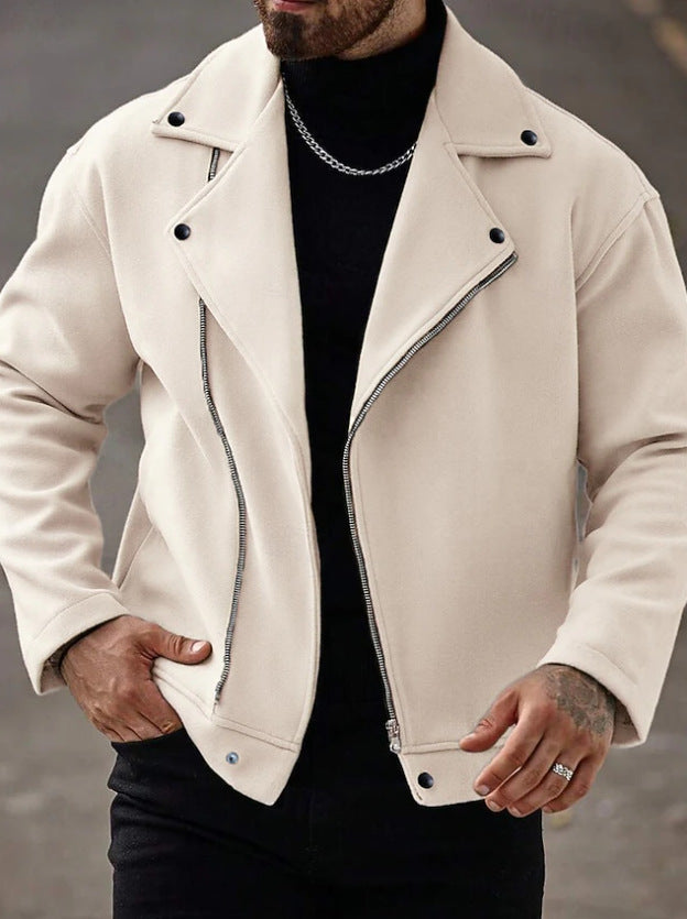 Men's Fashion Winter Jacket with High Collar and Asymmetrical Zipper Mune Fashion