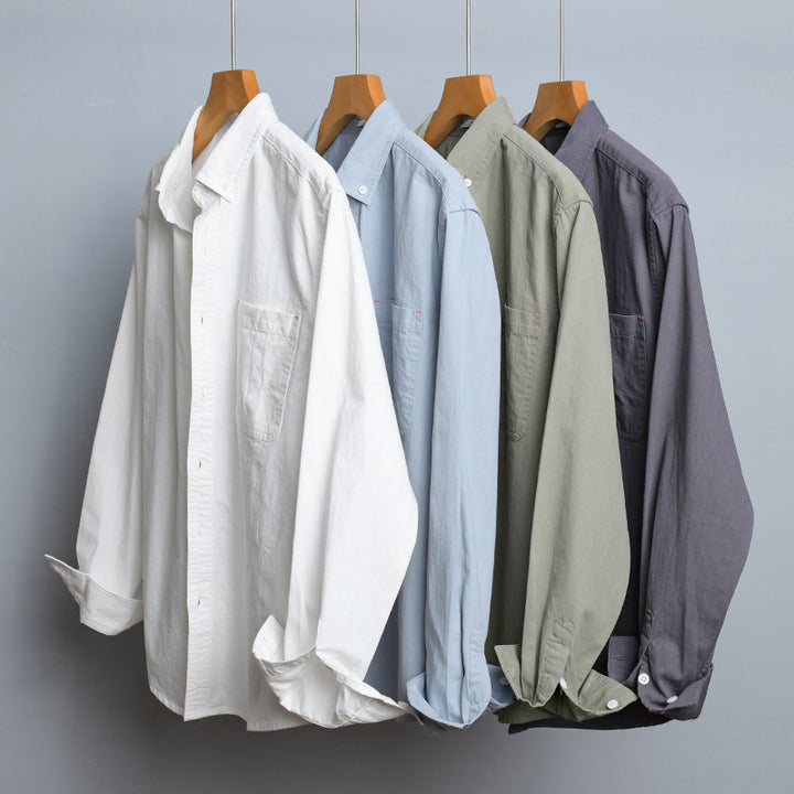 Men's Lightweight Cotton Overshirt in Shirt Jacket Style with Chest Pocket and Button-Down Collar Mune Fashion