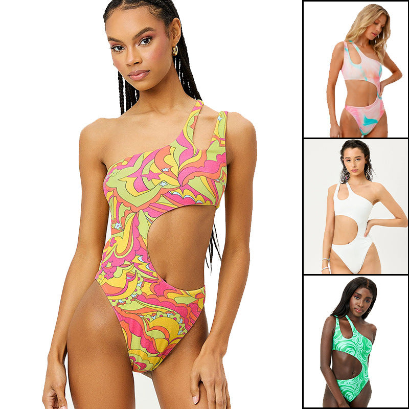 Women's One-Piece Swimsuit with Innovative Cut-Out and Asymmetric Design Mune Fashion