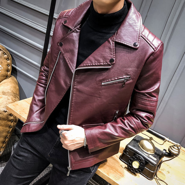 Men Stylish Faux Leather Biker Jacket Mune Fashion
