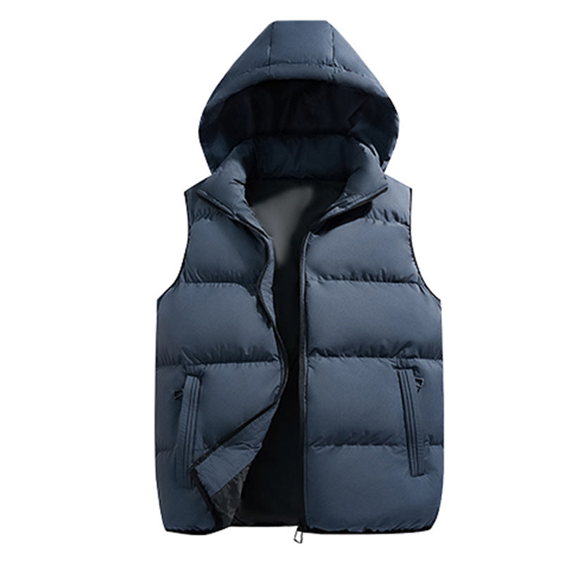 Men's quilted hooded vest with thermal filling, zippered pockets, and windproof outer shell Mune Fashion