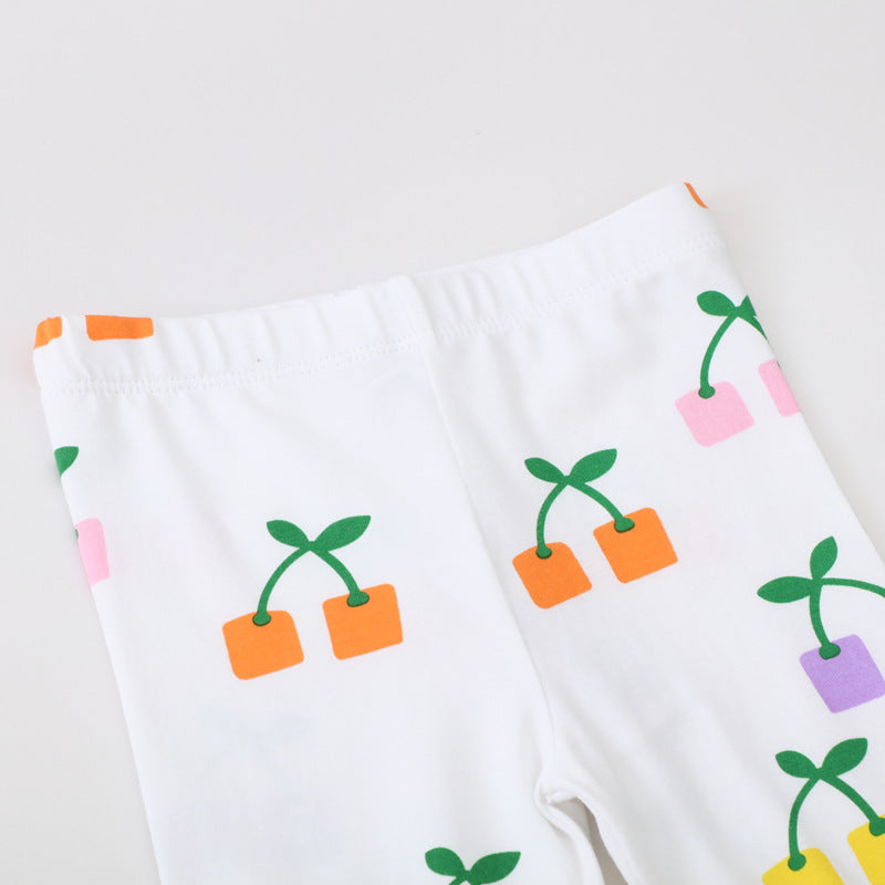 Girls' leggings with cheerful flower and plant pattern Mune Fashion