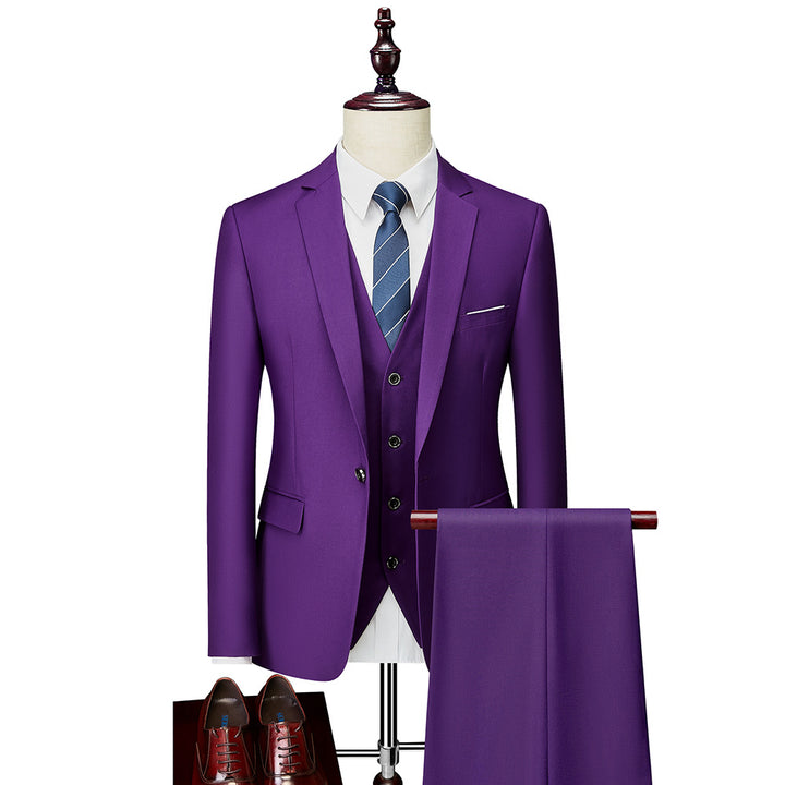 Men's Three-Piece Slim-Fit Business Suit with Vest and Slim Silhouette Mune Fashion