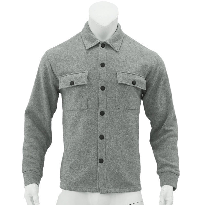 Men's utility shacket with snap button closure, patch chest pockets and ribbed cuffs Mune Fashion